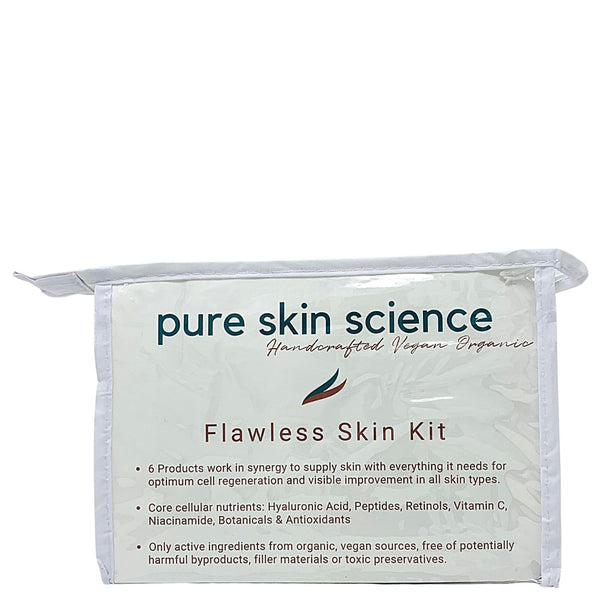 Flawless Skin Kit Organic, Vegan Skin Care with Hyaluronic Acid, Peptides, Retinols, Vitamins A, C, E & Antioxidants - incredible improvement for all skin types